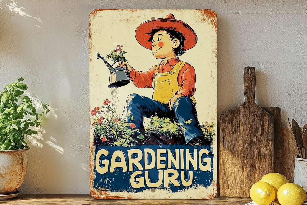 a painting of a man with a watering can
