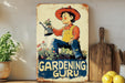 a painting of a man with a watering can