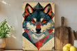 a painting of a wolf on a wall