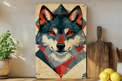 a painting of a wolf on a wall