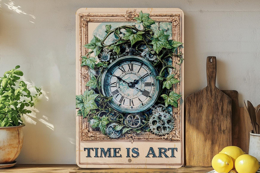 a picture of a clock on a shelf