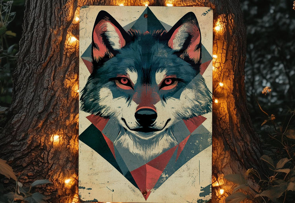 a picture of a wolf with red eyes