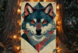 a picture of a wolf with red eyes