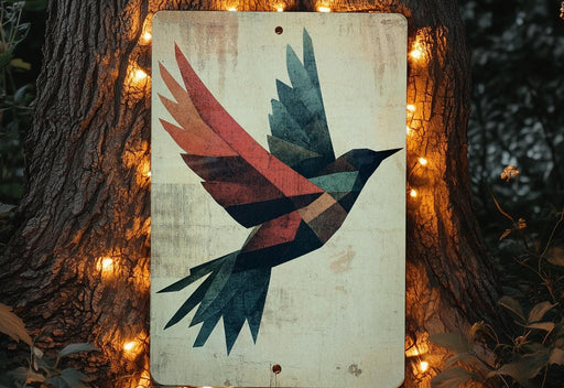 a picture of a bird painted on a sign