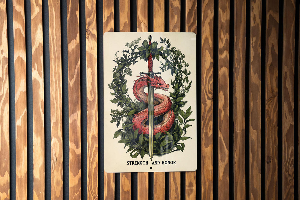 a picture of a red snake on a wooden wall