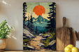 a painting on a wall of a mountain trail