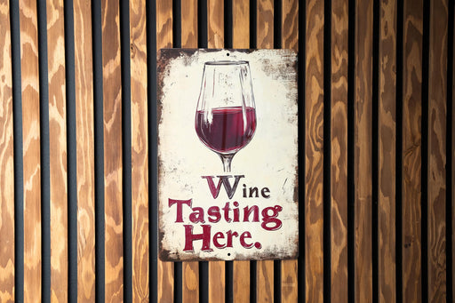 a sign with a glass of wine on it