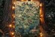 a picture of a map hanging on a tree