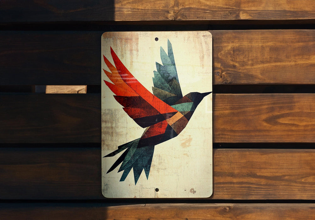 a bird painted on the side of a wooden bench