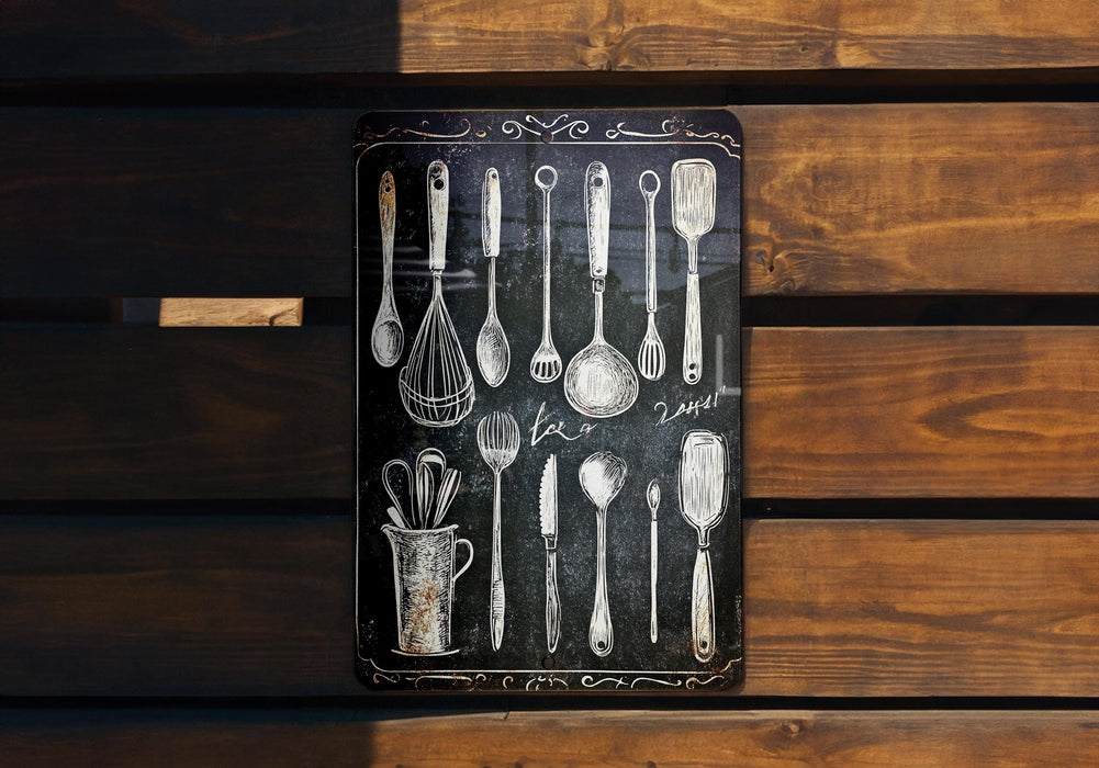 a chalkboard with spoons and spoons drawn on it