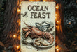 a sign with a picture of a lobster on it
