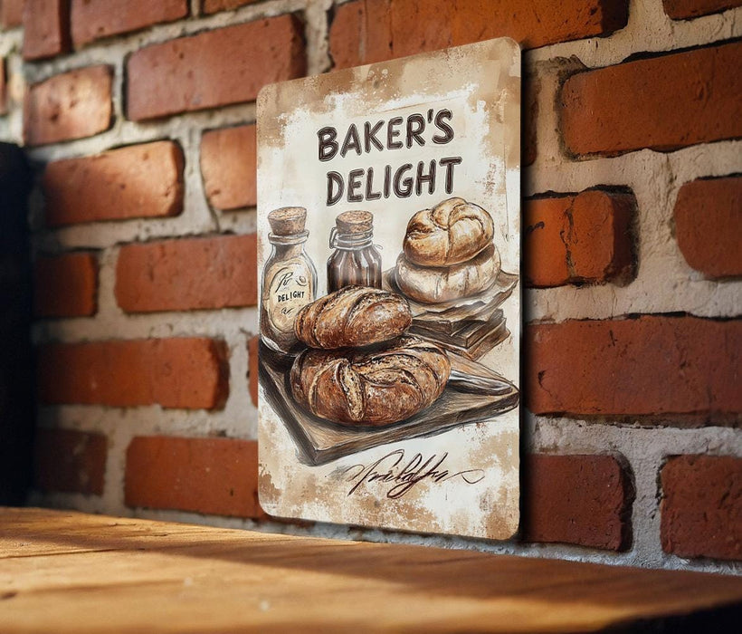 a sign on a brick wall that says baker's delight