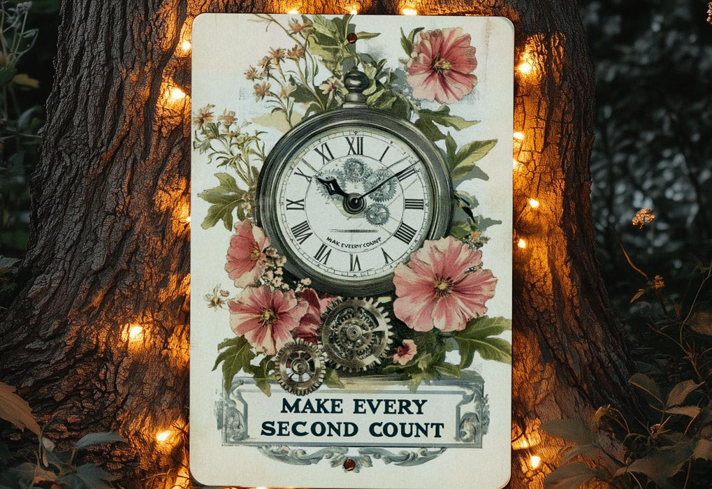 a clock that is sitting on a tree