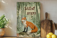 a painting of a fox sitting in a bamboo forest