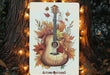 a picture of a guitar with autumn leaves on it