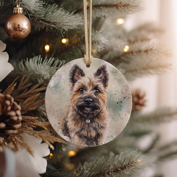 a dog ornament hanging on a christmas tree