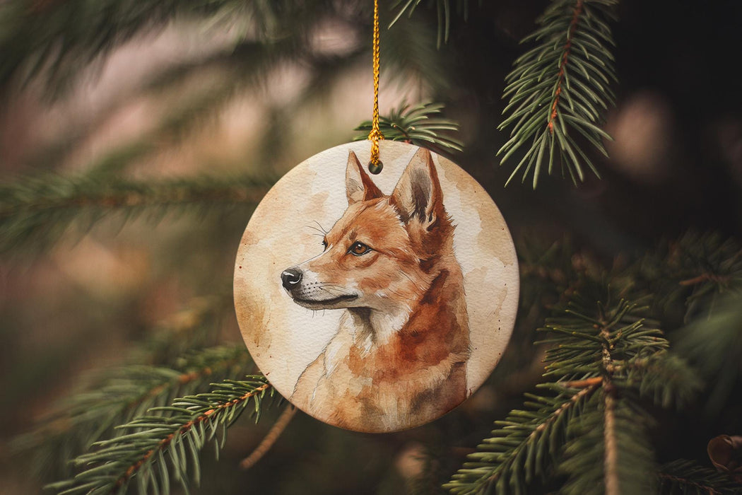 a ceramic ornament with a picture of a dog on it