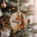 a christmas ornament with a picture of a dog on it