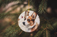 a dog ornament hanging from a christmas tree