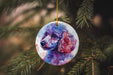 a christmas ornament hanging from a christmas tree