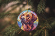 a dog ornament hanging from a christmas tree