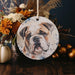 a ceramic ornament with a picture of a dog on it