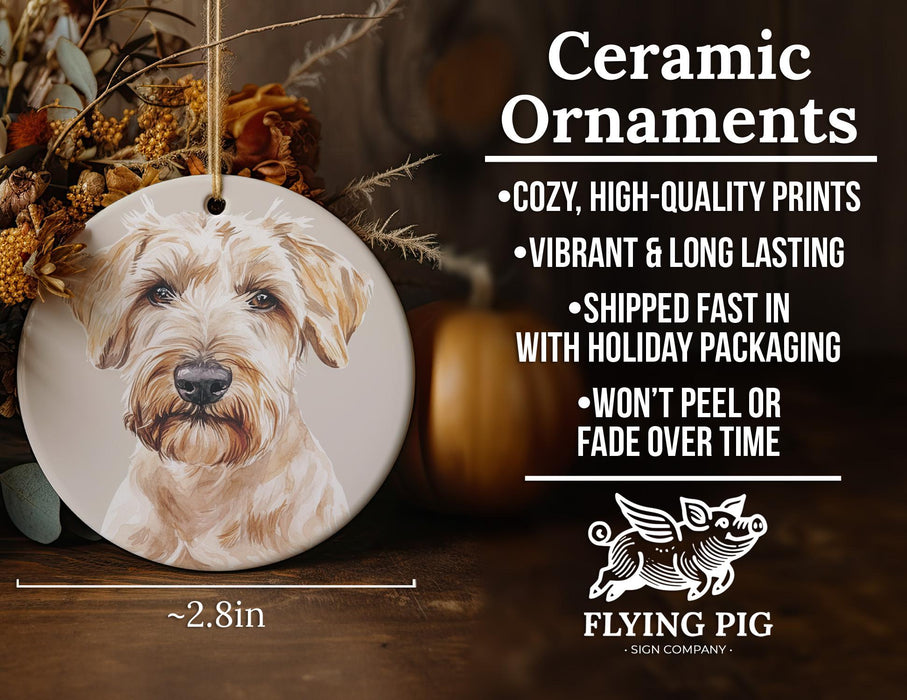 a ceramic ornament with a picture of a dog