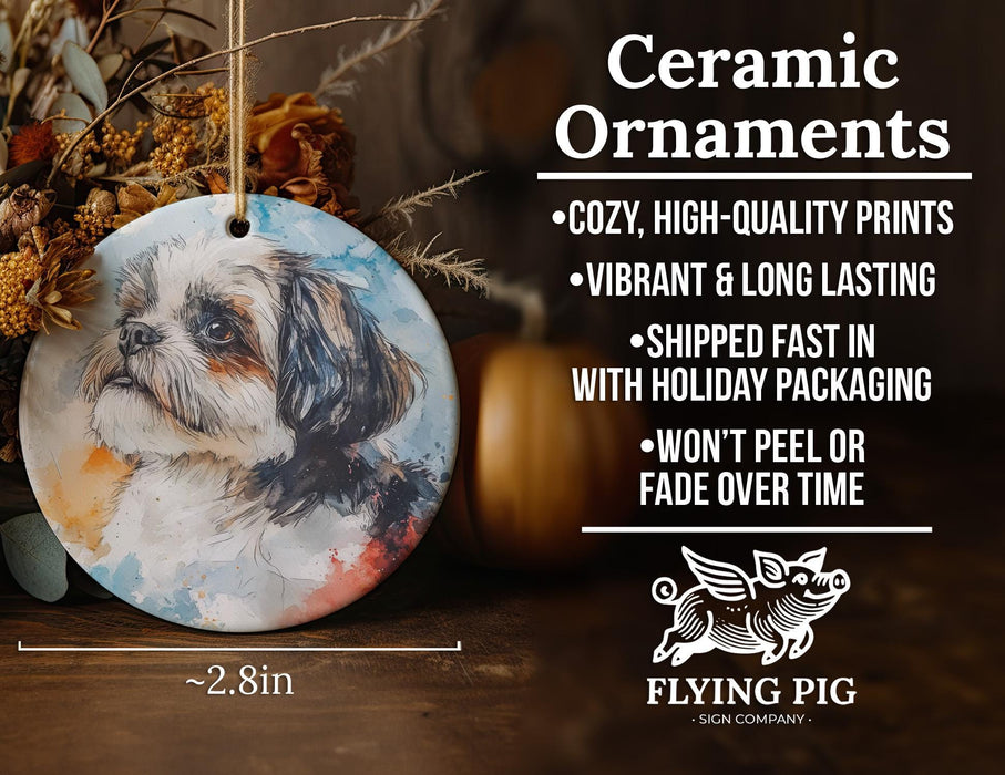 a ceramic ornament with a picture of a dog on it