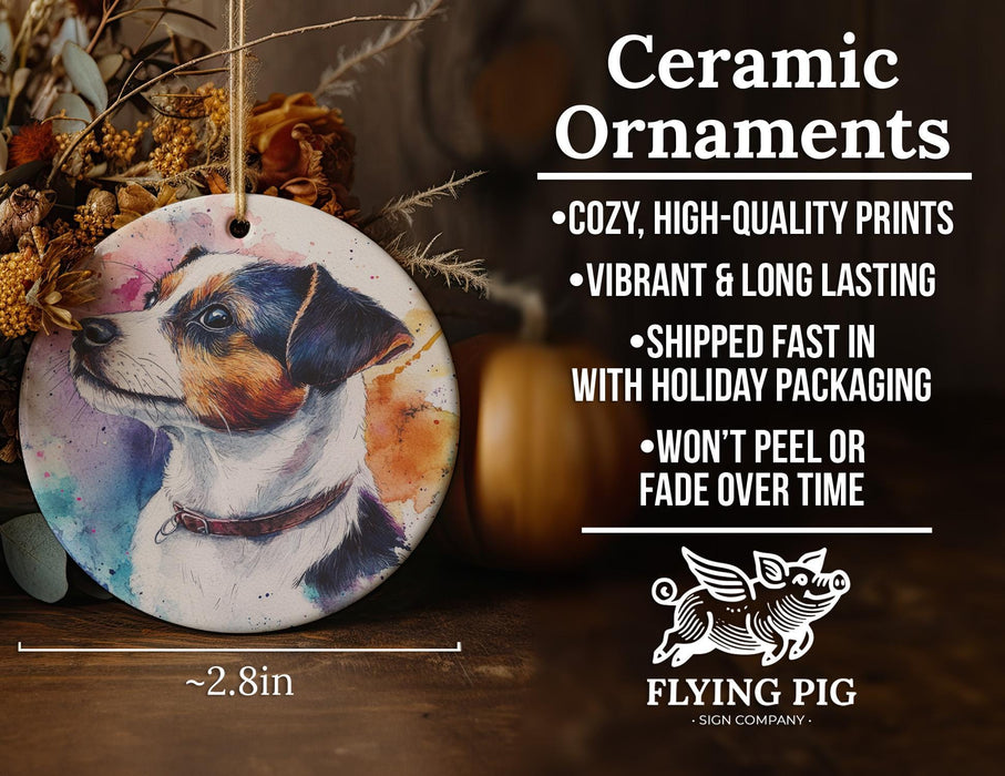 a ceramic ornament with a dog on it