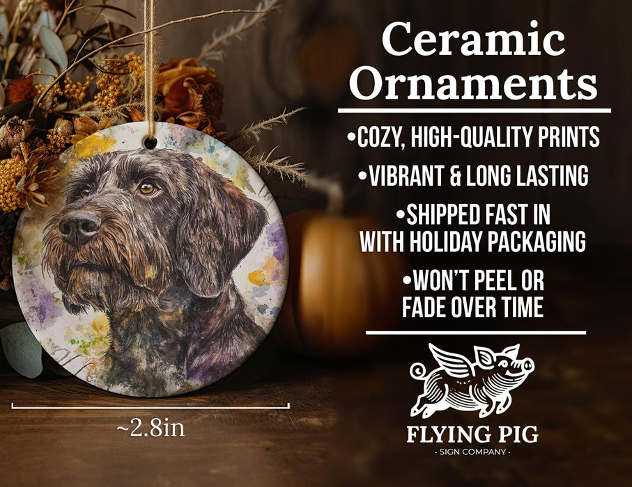 a ceramic ornament with a picture of a dog on it