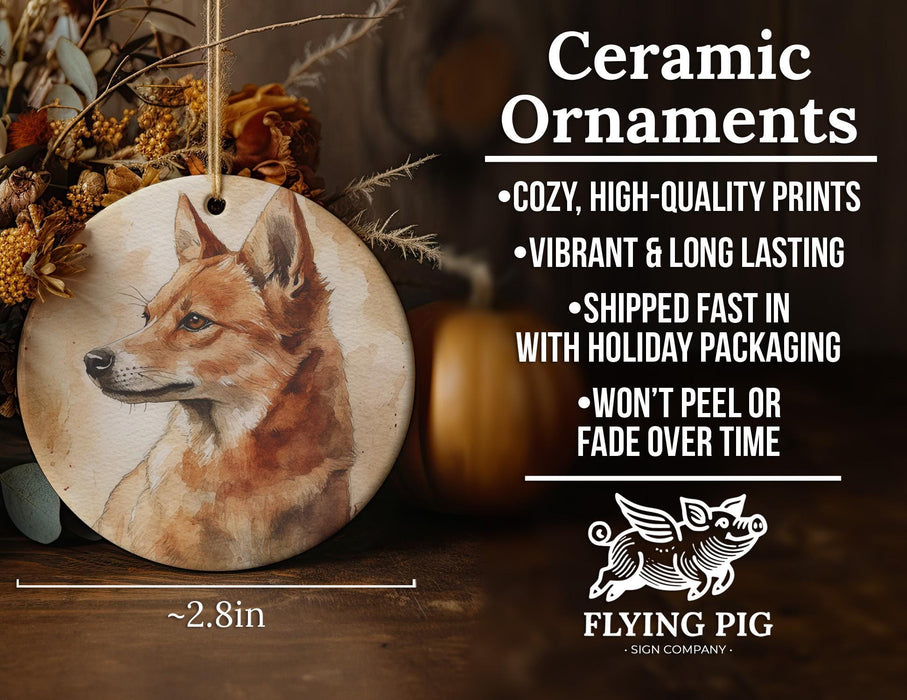 a ceramic ornament with a picture of a dog