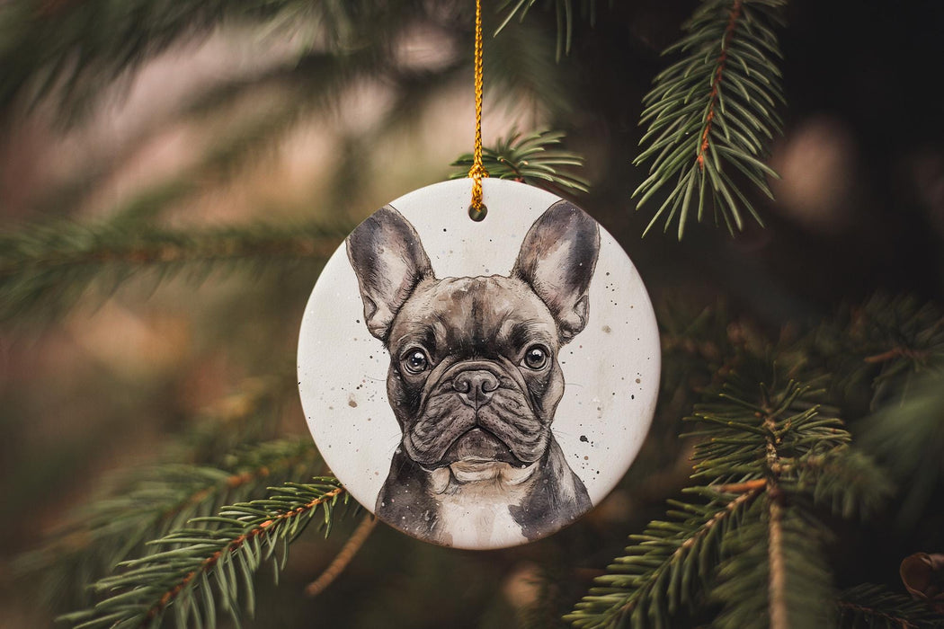 a ceramic ornament with a picture of a dog on it
