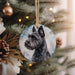 a christmas ornament with a picture of a dog on it