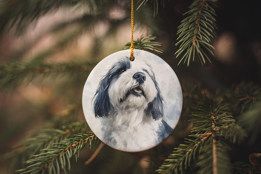 a ceramic ornament with a picture of a dog on it