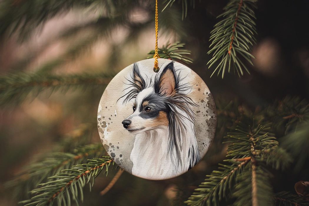 a ceramic ornament with a dog's face on it