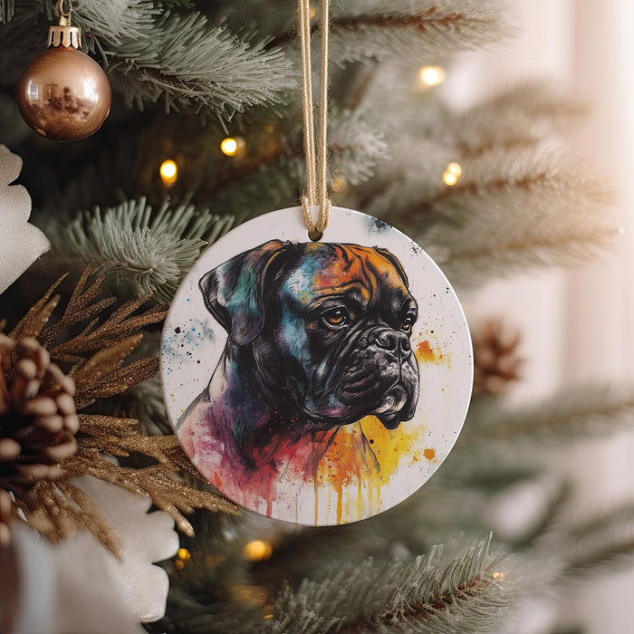 a christmas ornament hanging from a christmas tree