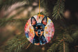 a dog ornament hanging from a christmas tree
