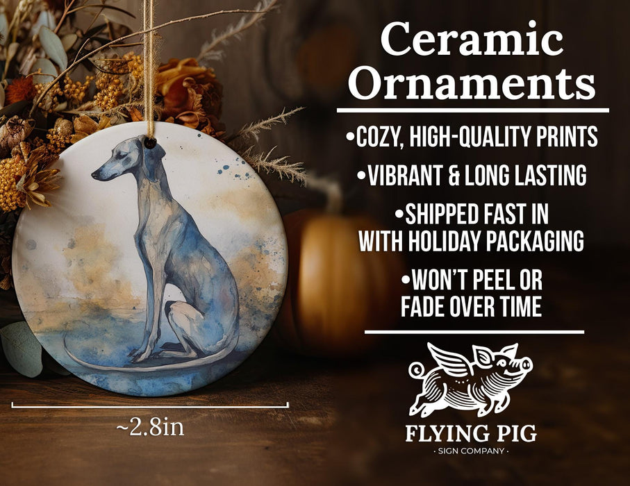 a ceramic ornament with a dog on it