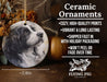 a ceramic ornament with a picture of a dog