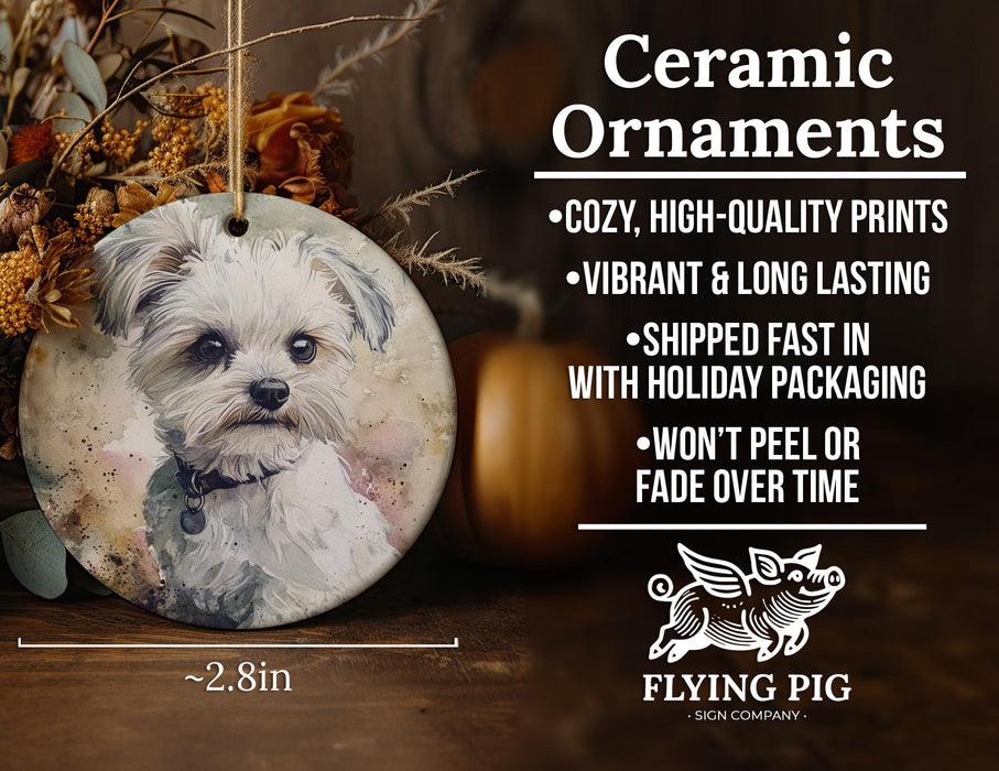 a ceramic ornament with a picture of a dog on it