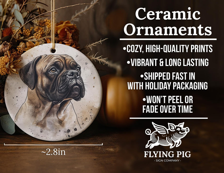 a ceramic ornament with a picture of a dog on it