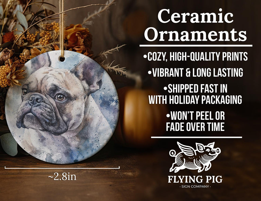 a ceramic ornament with a picture of a dog on it