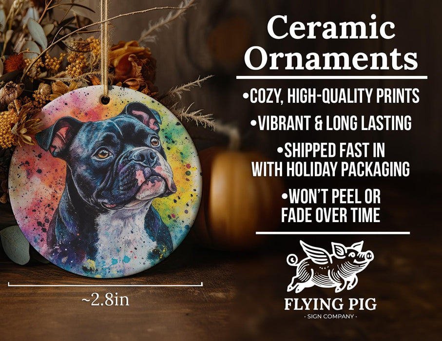 a ceramic ornament with a dog on it