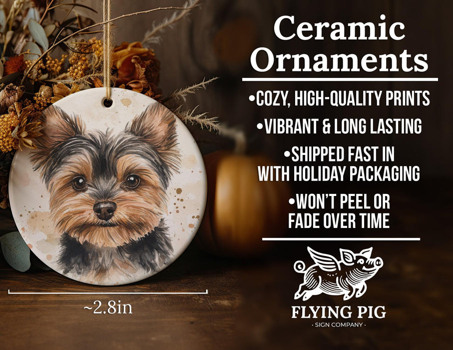 a ceramic ornament with a picture of a dog on it