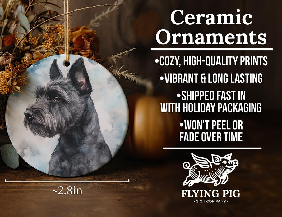 a ceramic ornament with a picture of a dog