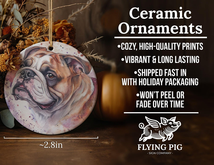a ceramic ornament with a picture of a dog on it