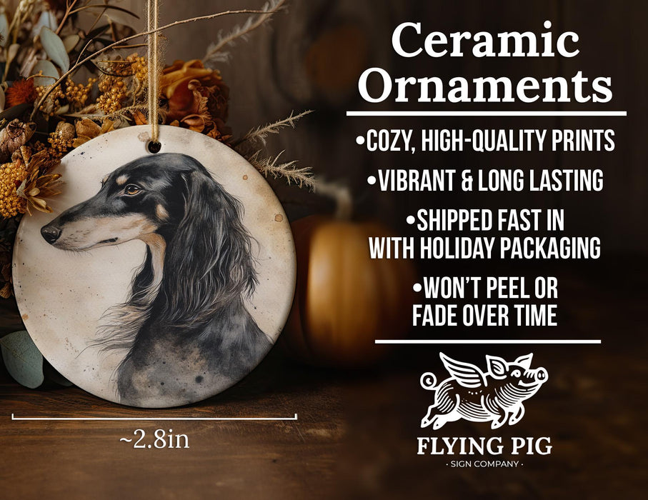 a ceramic ornament with a dog on it