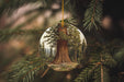 a christmas ornament hanging from a tree