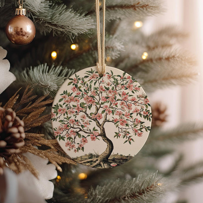 a tree ornament hanging from a christmas tree