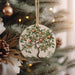 a christmas ornament hanging from a christmas tree